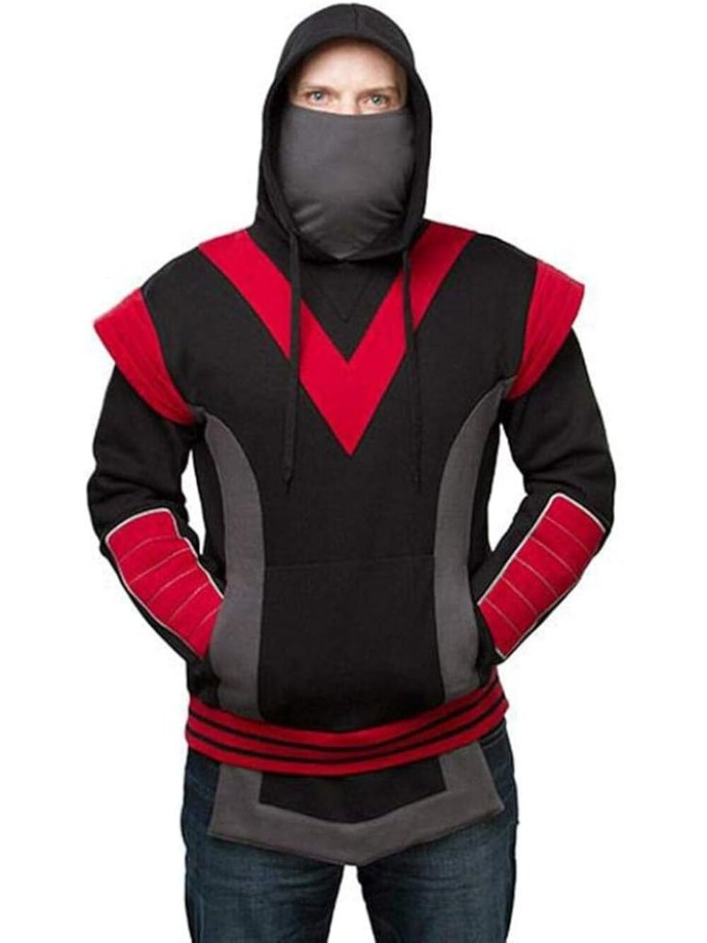 Ninja Hoodie Adult Size S Black Red Gray Cosplay